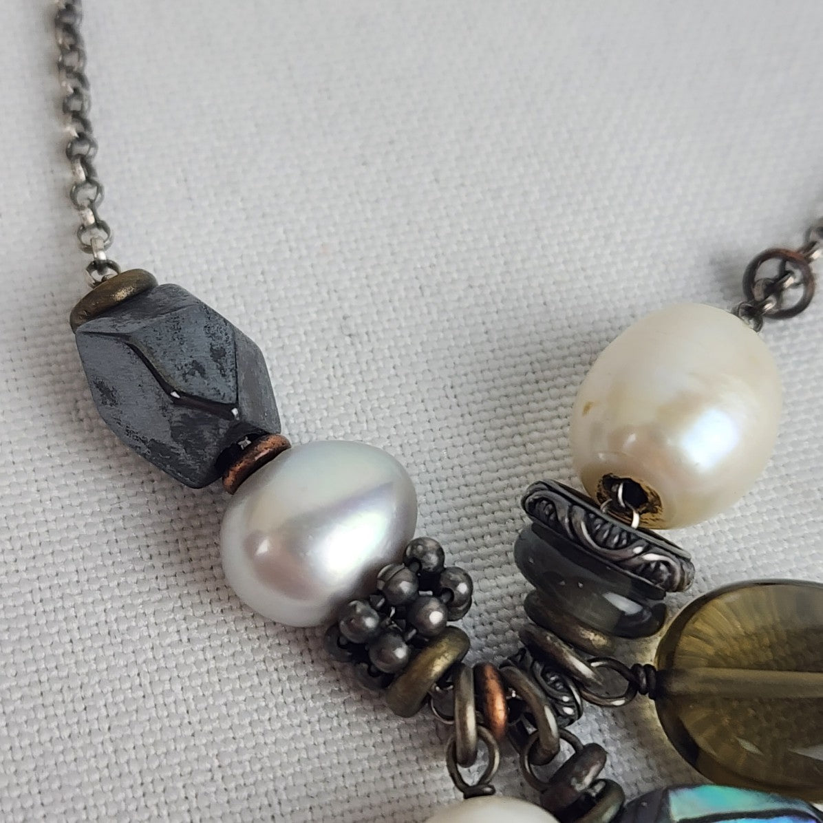 Silpada 925 Sterling Silver Hematite Pearl Abalone Shell Necklace