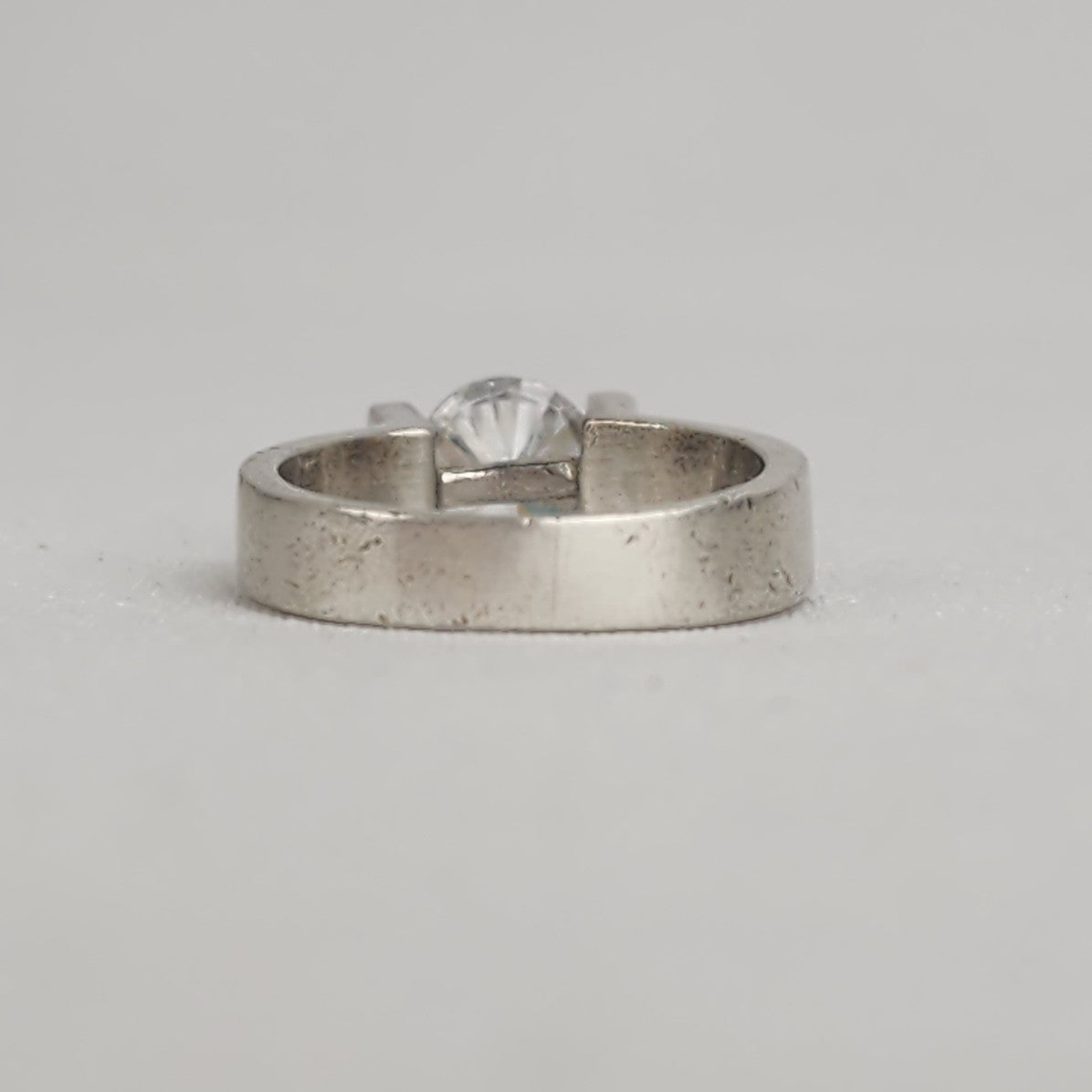 SAJ Cubic Zirconia 925 Sterling Silver Solitaire Ring Size 8