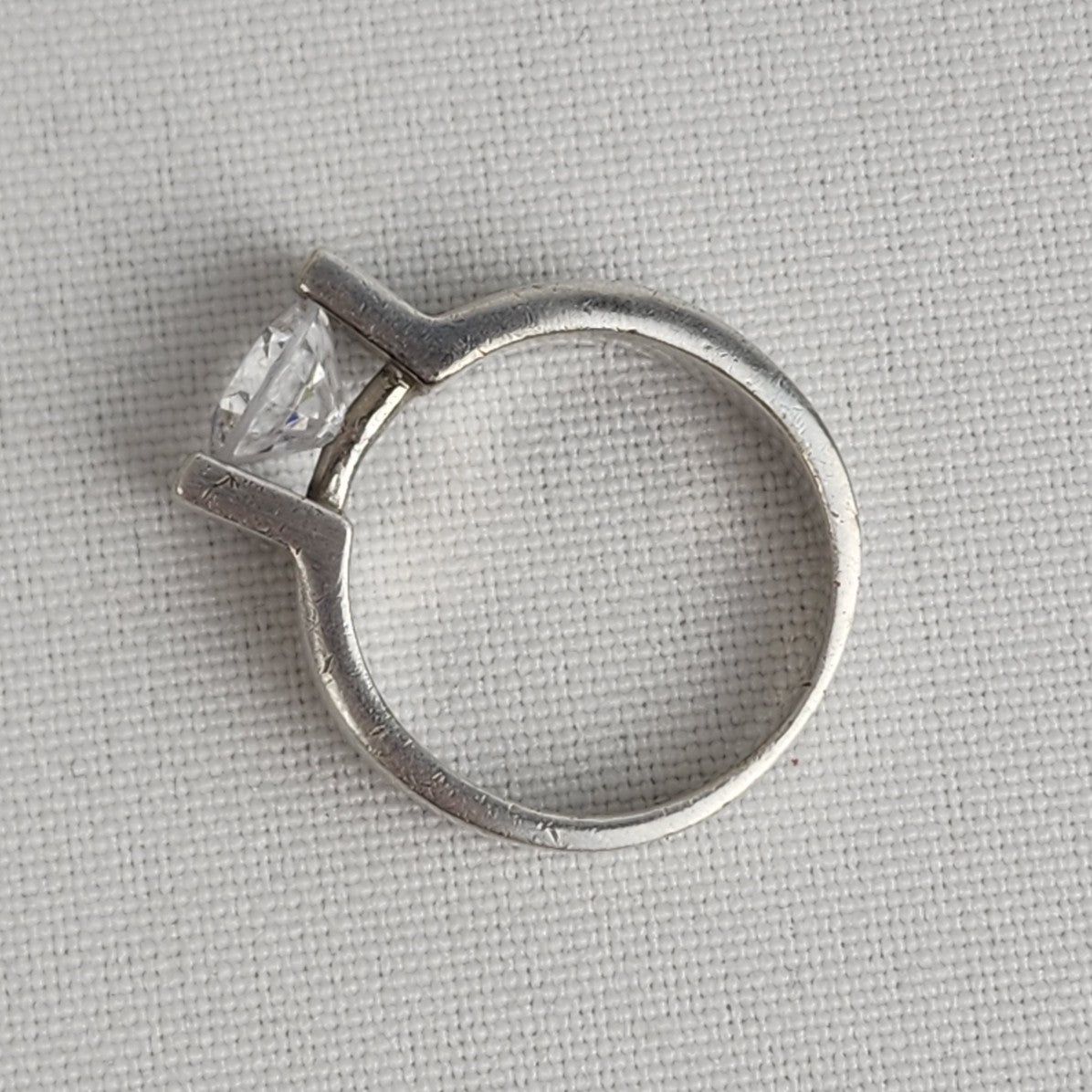 SAJ Cubic Zirconia 925 Sterling Silver Solitaire Ring Size 8