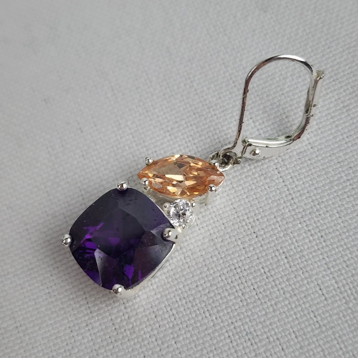 Avon Dare to Dazzle Purple & Orange Crystal Earrings