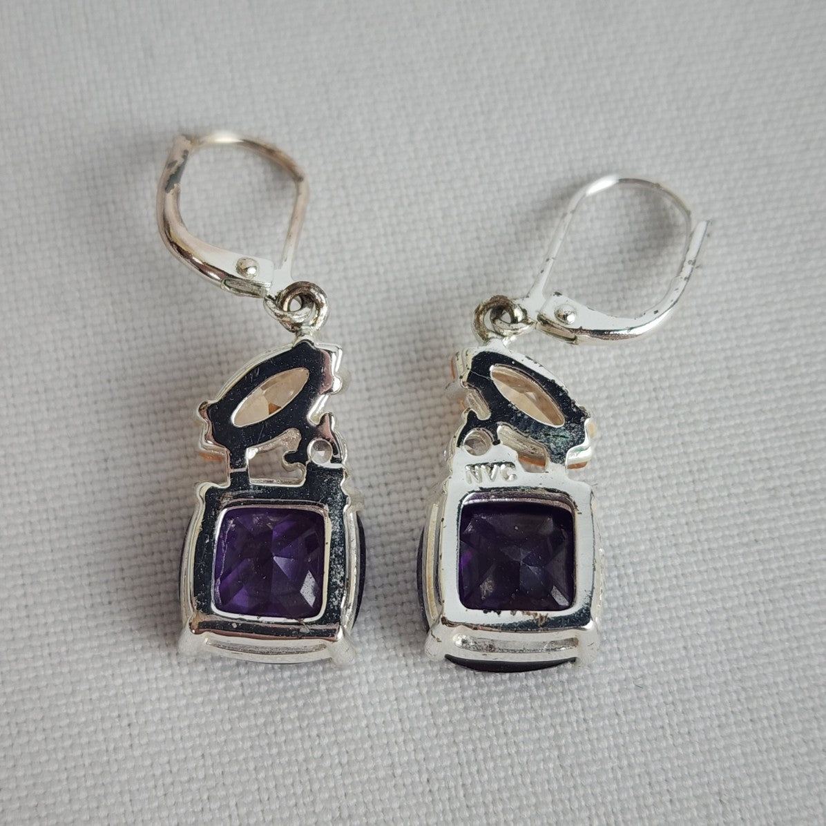 Avon Dare to Dazzle Purple & Orange Crystal Earrings