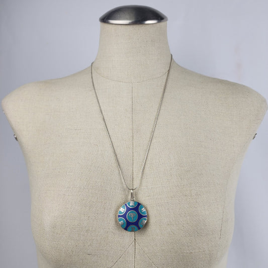 Vintage Tibetan Ancient Mantra Sterling Pendant Chain Necklace