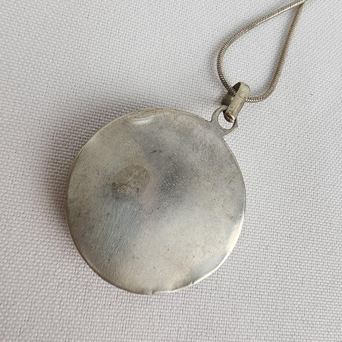 Vintage Tibetan Ancient Mantra Sterling Pendant Chain Necklace
