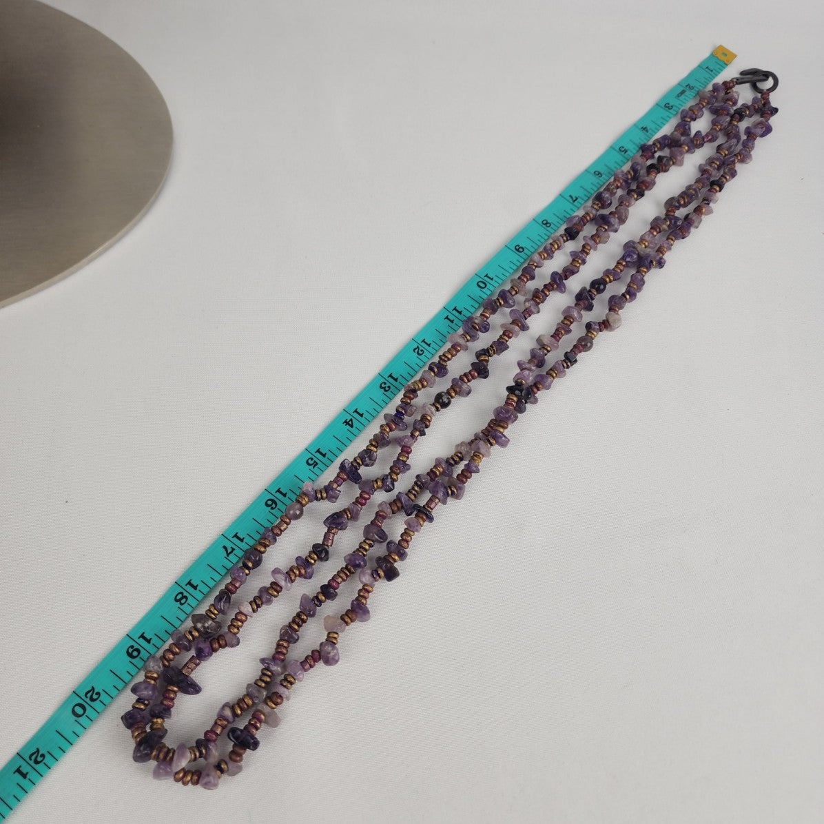 Vintage Amethyst Nugget Bronze Beaded Layered Necklace