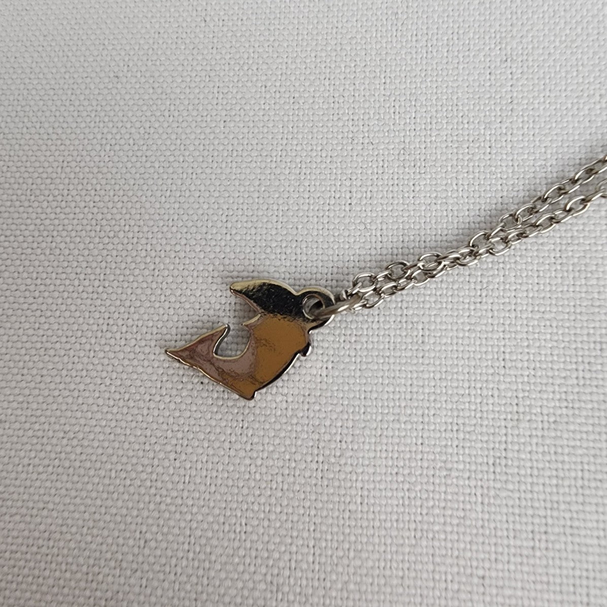 Vintage Silver Tone Blue Dolphin Pendant Chain Necklace