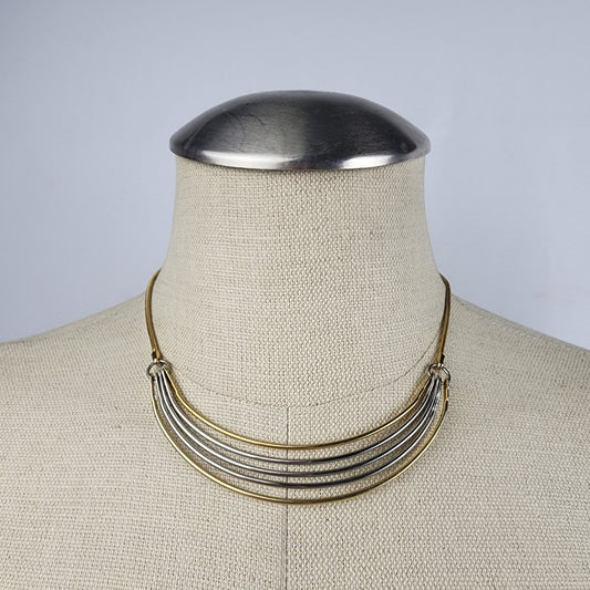 Vintage Multi Tone Layered Collar Necklace