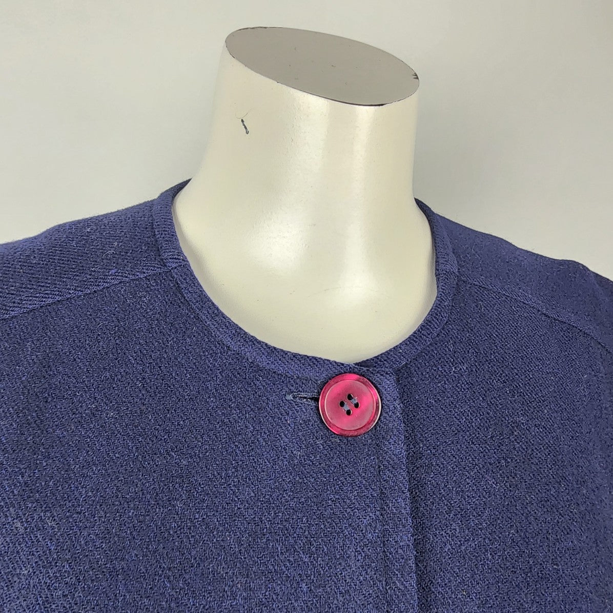 Vintage Mary Francis Navy Wool Button Up Jacket Blazer Size 6