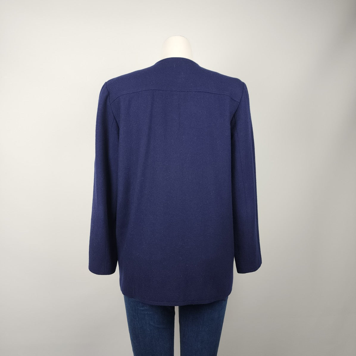 Vintage Mary Francis Navy Wool Button Up Jacket Blazer Size 6