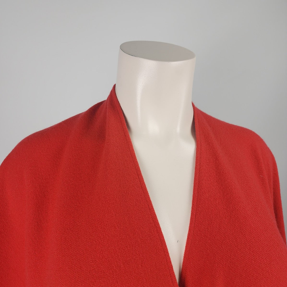 Art des Andes Orange Soft Knit Draped Button Front Shawl Poncho One Size