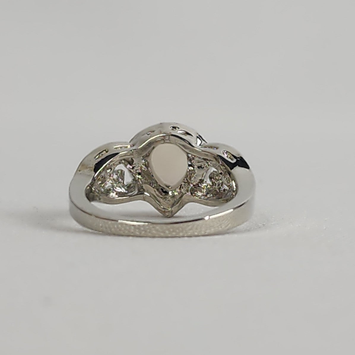 Silver Tone Faux Opal Stone Ring Size 8