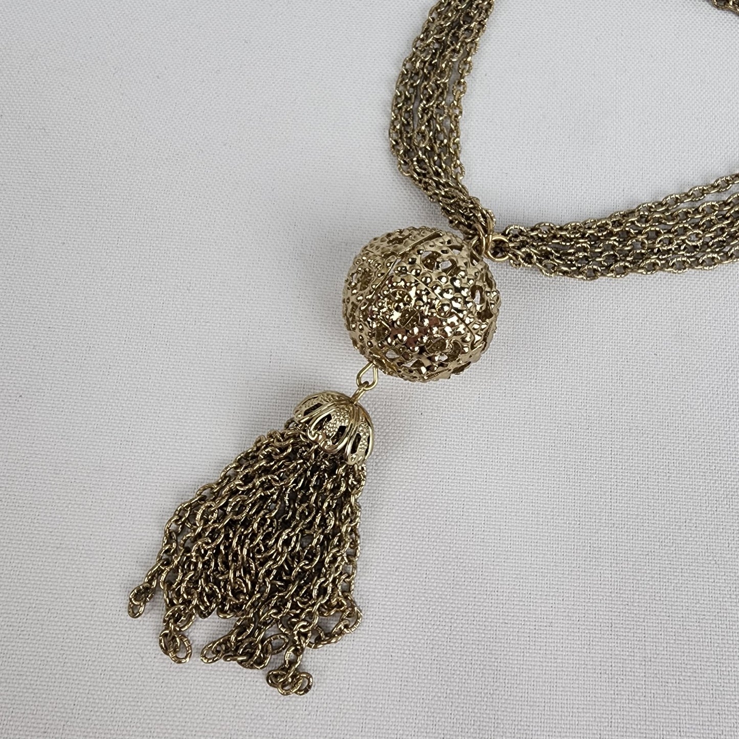 Guess Gold Tone Layered Chunky Fringe Statement Necklace
