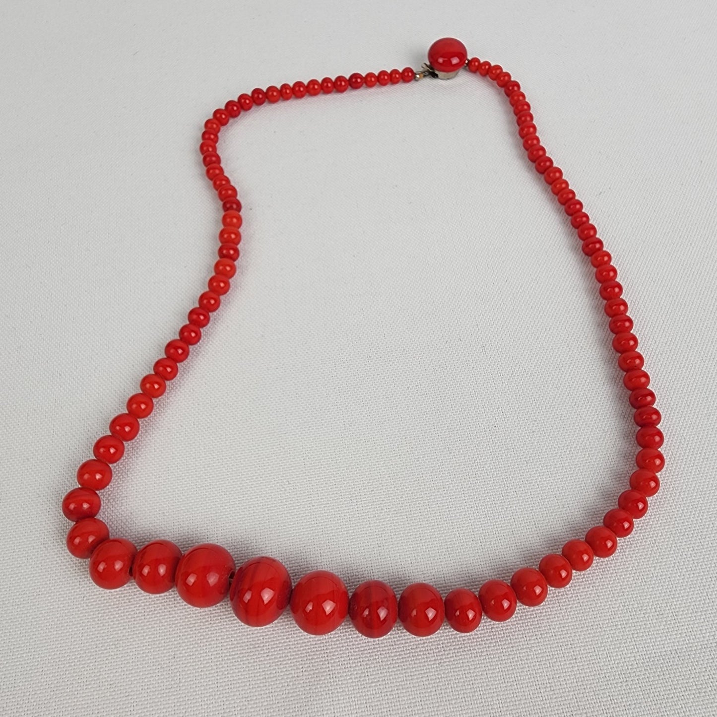 Vintage Red Glass Beaded Necklace