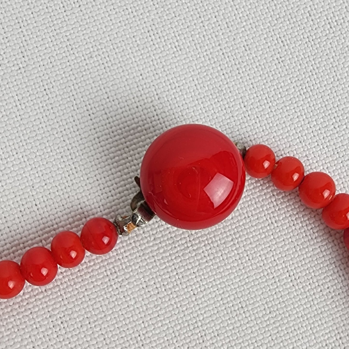 Vintage Red Glass Beaded Necklace