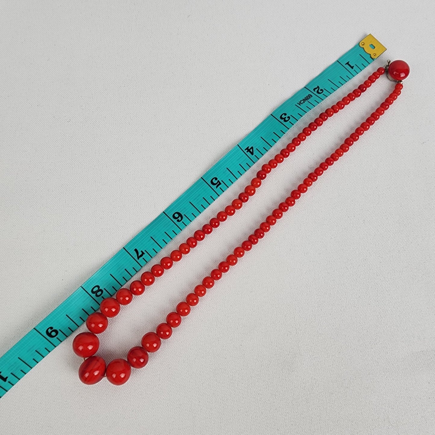 Vintage Red Glass Beaded Necklace