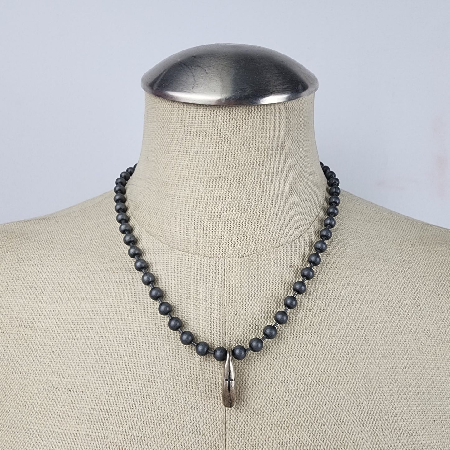 Vintage Ball Chain Cross Pendant Necklace