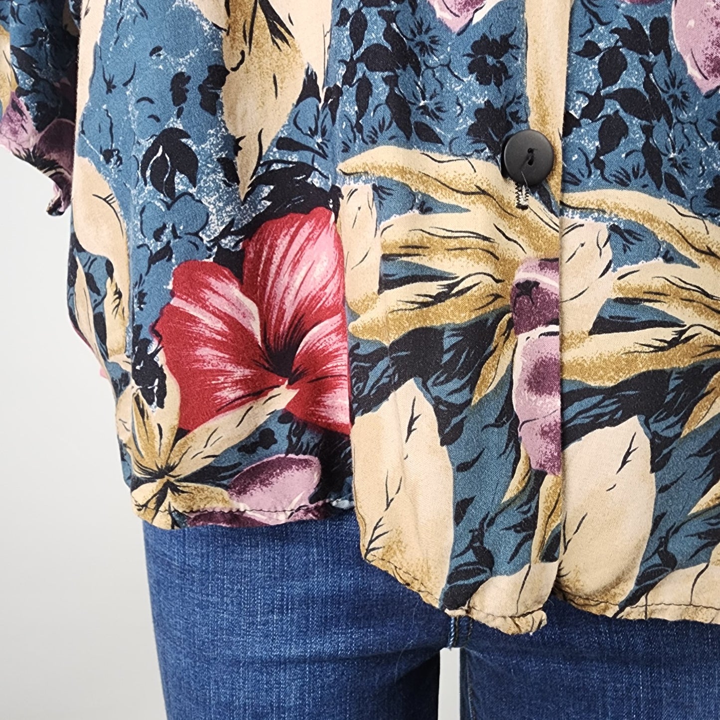 Vintage Young Scene Floral Button Up Blouse Size M