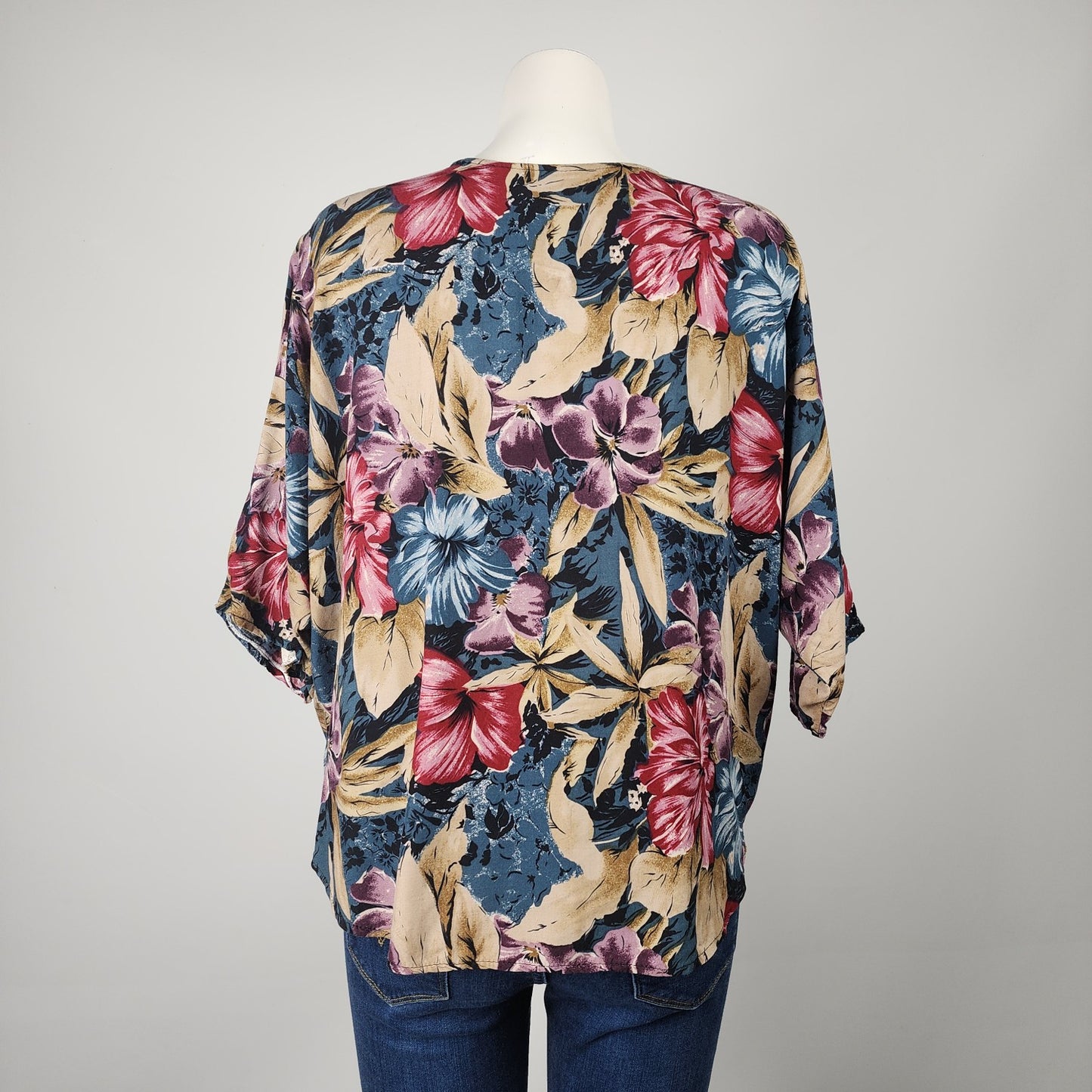Vintage Young Scene Floral Button Up Blouse Size M