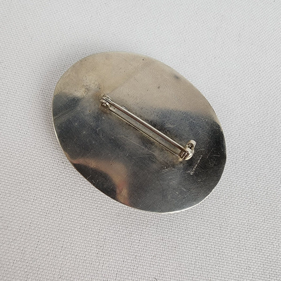 Vintage Pewter Striped Agate Brooch