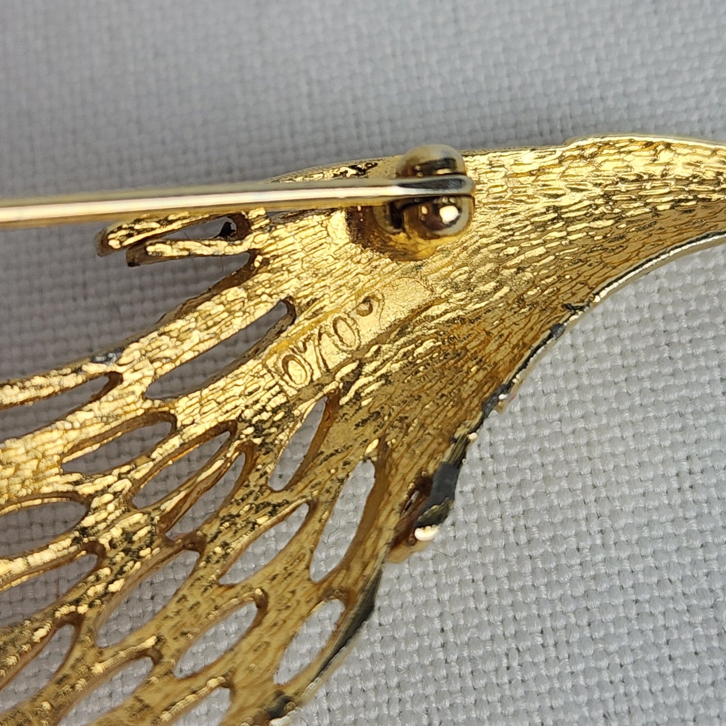 Vintage Gold Tone Feather Brooch