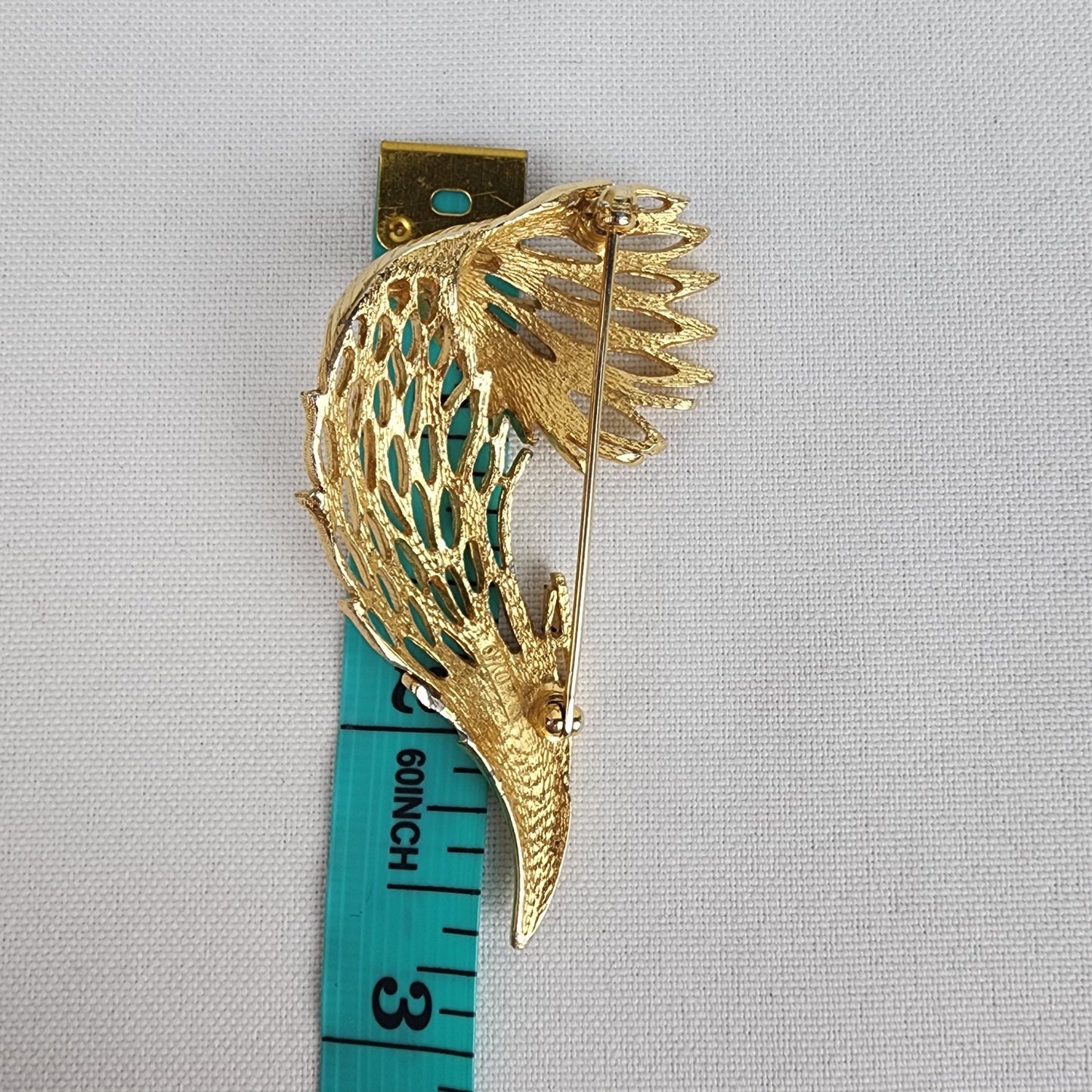 Vintage Gold Tone Feather Brooch