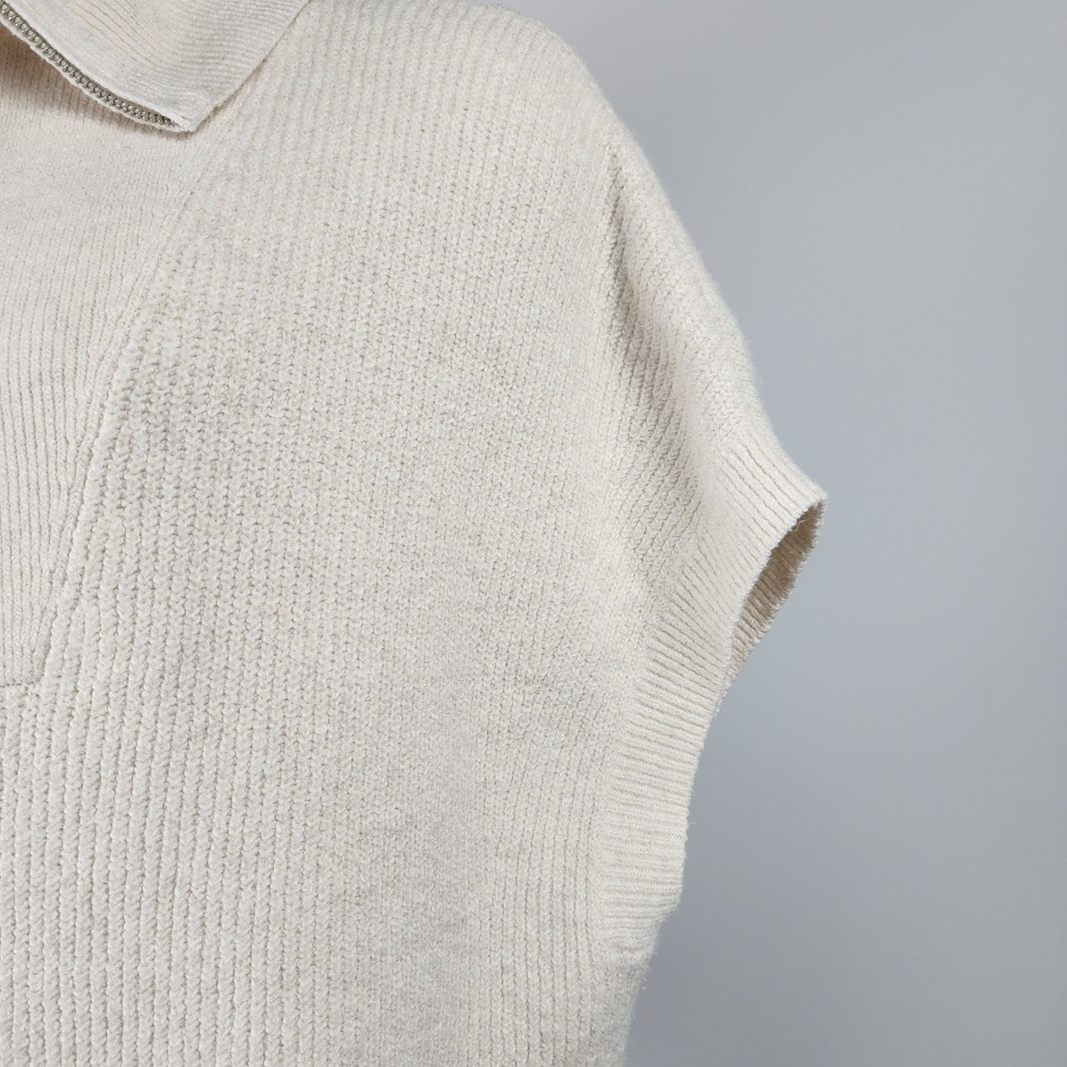 Cream Knit Quarter Zip Poncho Cardigan Size L/XL
