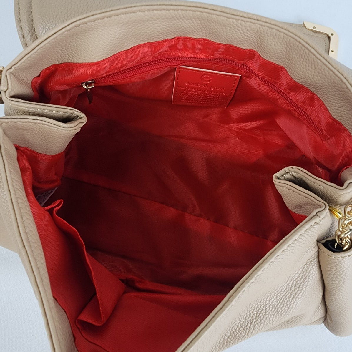 Elizabeth Grant Cream Vegan Leather Shoulder Purse