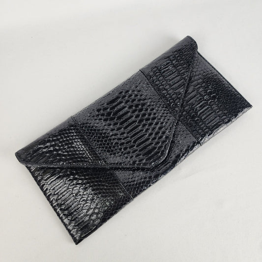 Urban Expressions Black Croc Print Envelope Clutch Purse