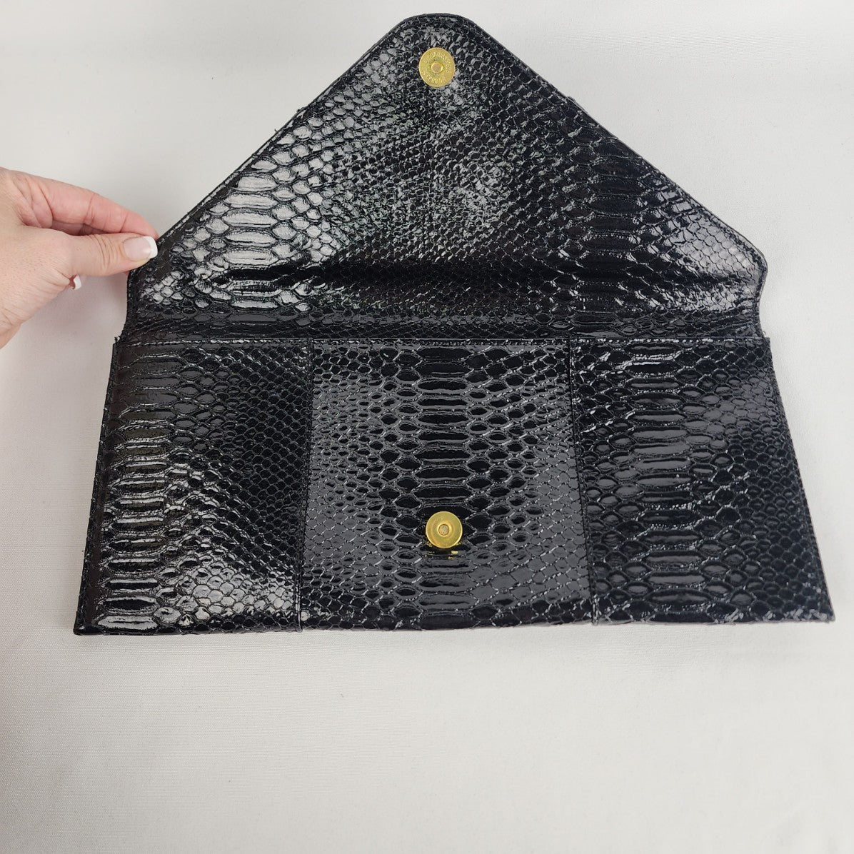Urban Expressions Black Croc Print Envelope Clutch Purse