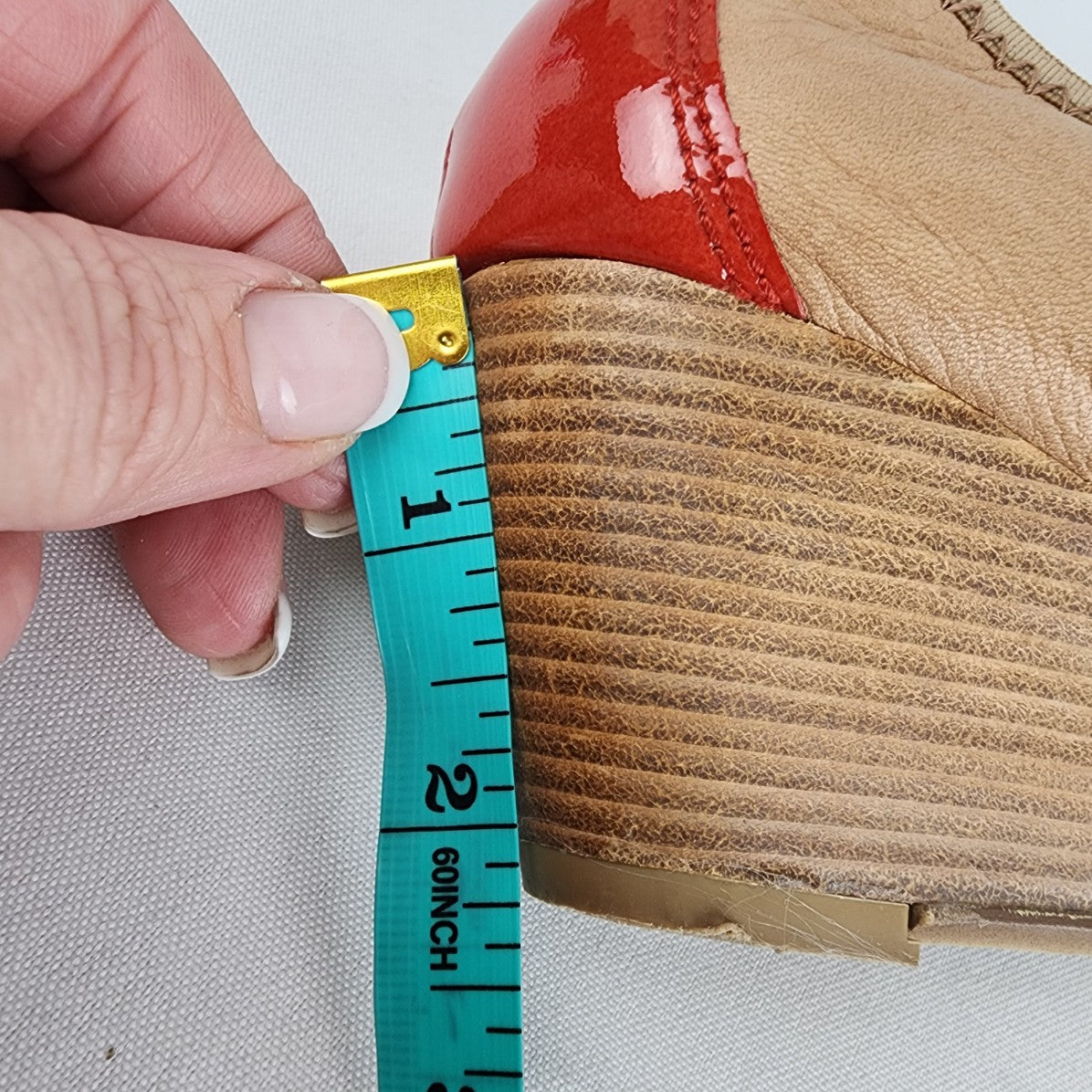 Hispanitas Brown & Red Leather Wedge Heel Shoes Size 9