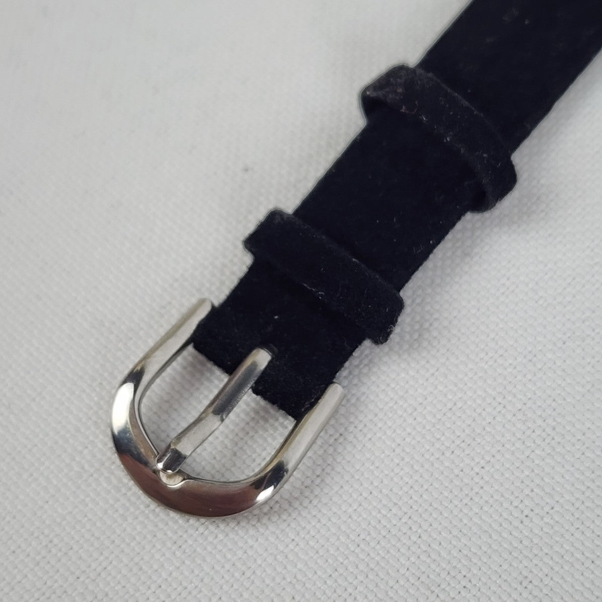 Quartz Silver & Rhinestone Black Band Watch