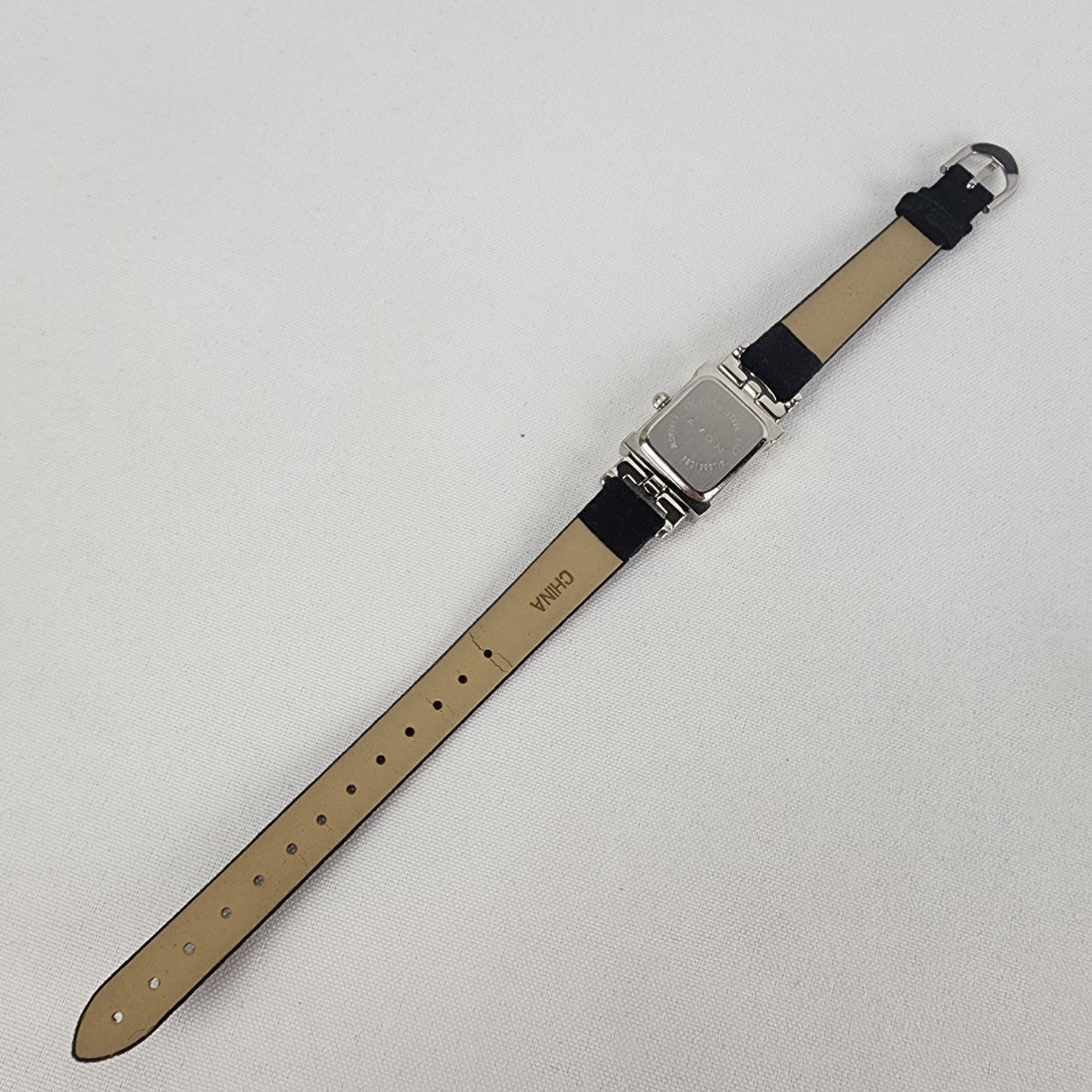 Quartz Silver & Rhinestone Black Band Watch