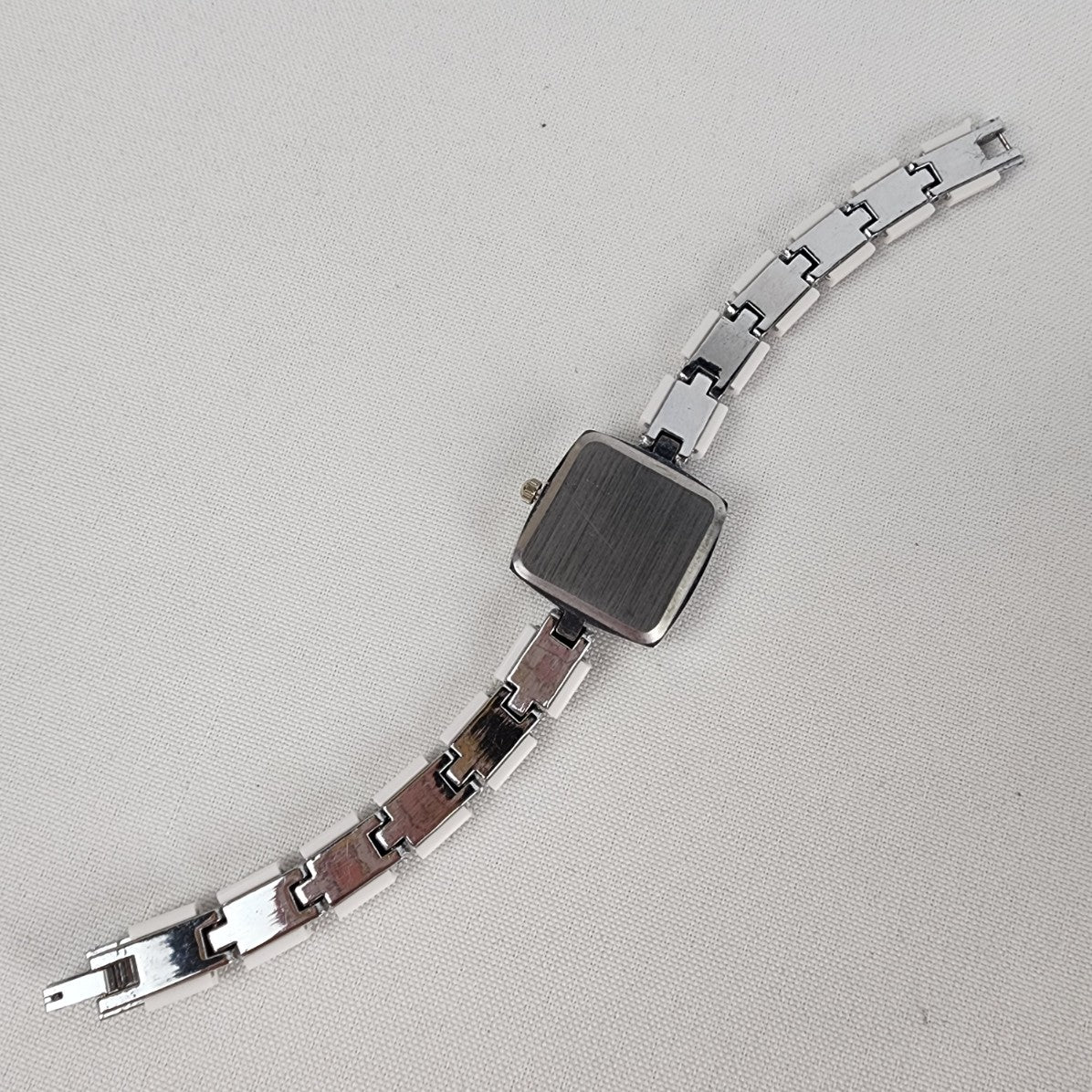 White & Silver Rhinestone Quartz Watch