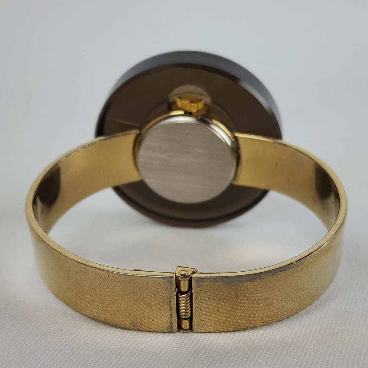 Vintage Marcel Boucher Brown Lucite 17 Jewels Gold Hinge Watch