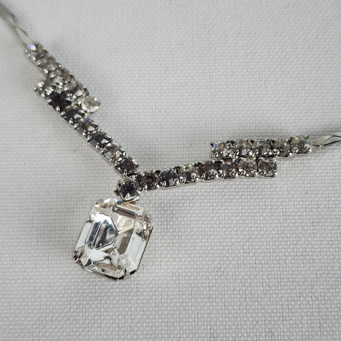 Silver Faceted Stone Crystal Necklace