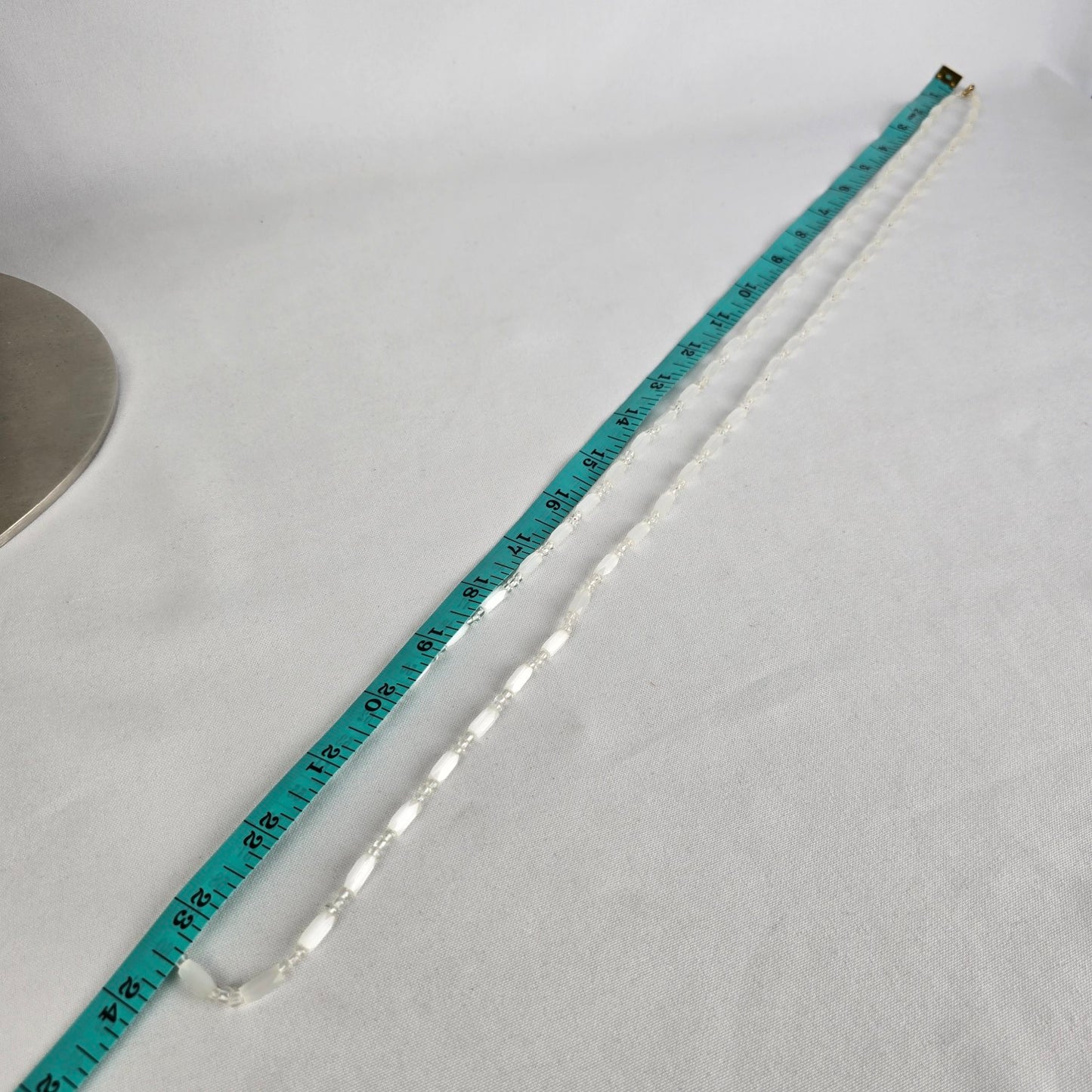 Vintage Glass White Beaded Long Necklace