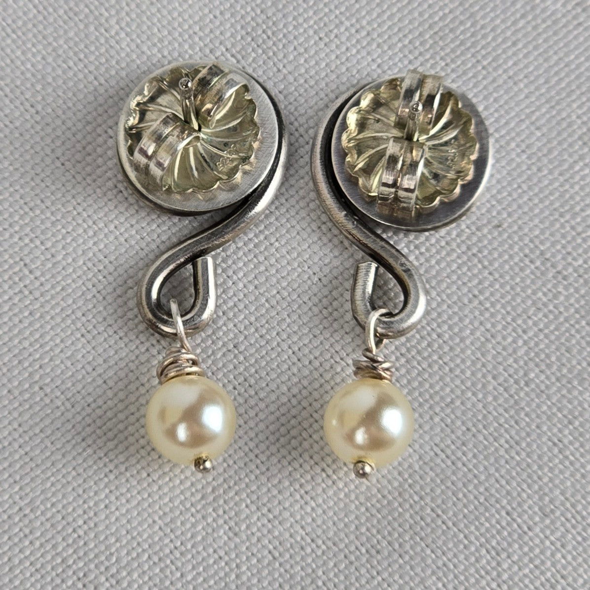 925 Sterling Silver & Pearl Drops Cross Necklace & Earring Set
