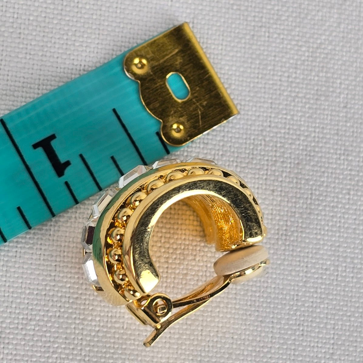 Swarovski Crystal Gold Tone Hoop Clip On Earrings