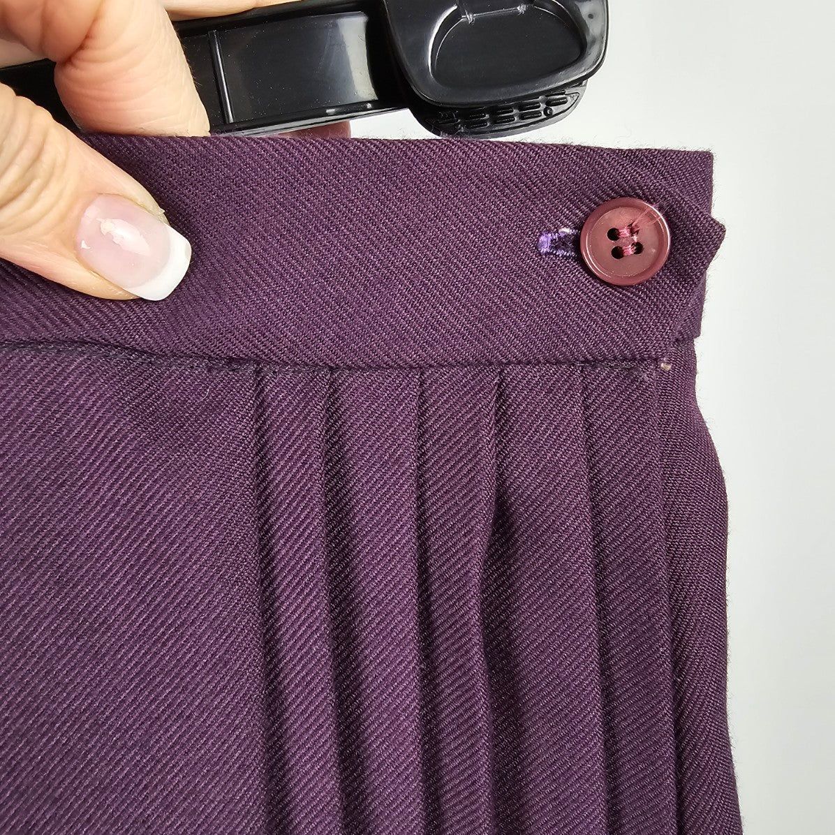Vintage Koala Wear Purple Wool Pleated Midi Skirt Size 5/6