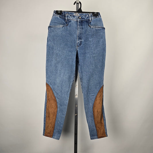 Vintage Lanmann Denim & Brown Suede High Rise Jeans Size S