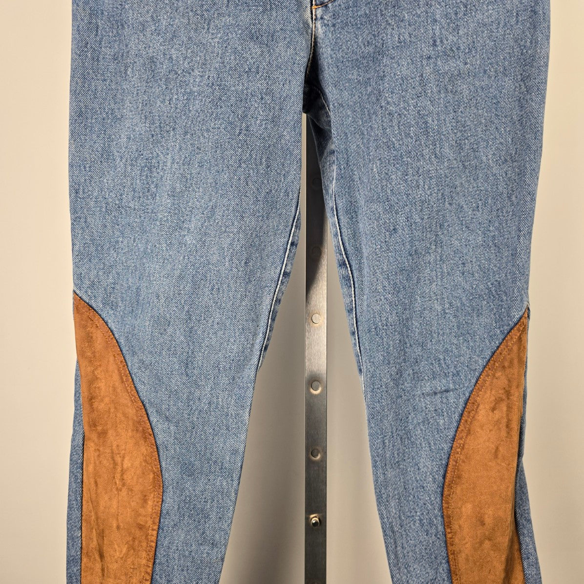 Vintage Lanmann Denim & Brown Suede High Rise Jeans Size S