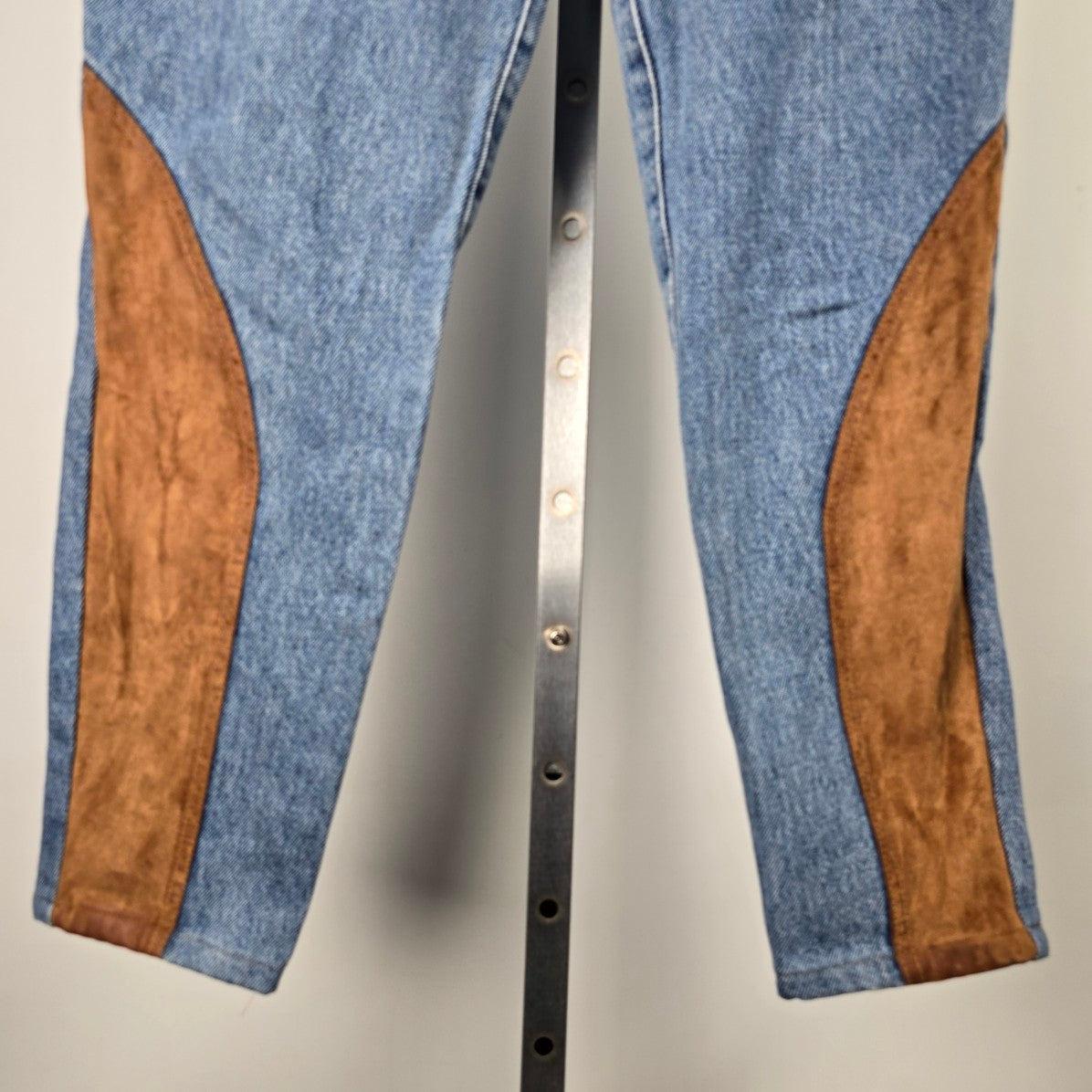Vintage Lanmann Denim & Brown Suede High Rise Jeans Size S