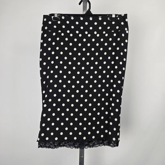 Dolce & Gabbana Skirt Polka Dot Lace Trim Silk Stretch Pencil Skirt Size 12h