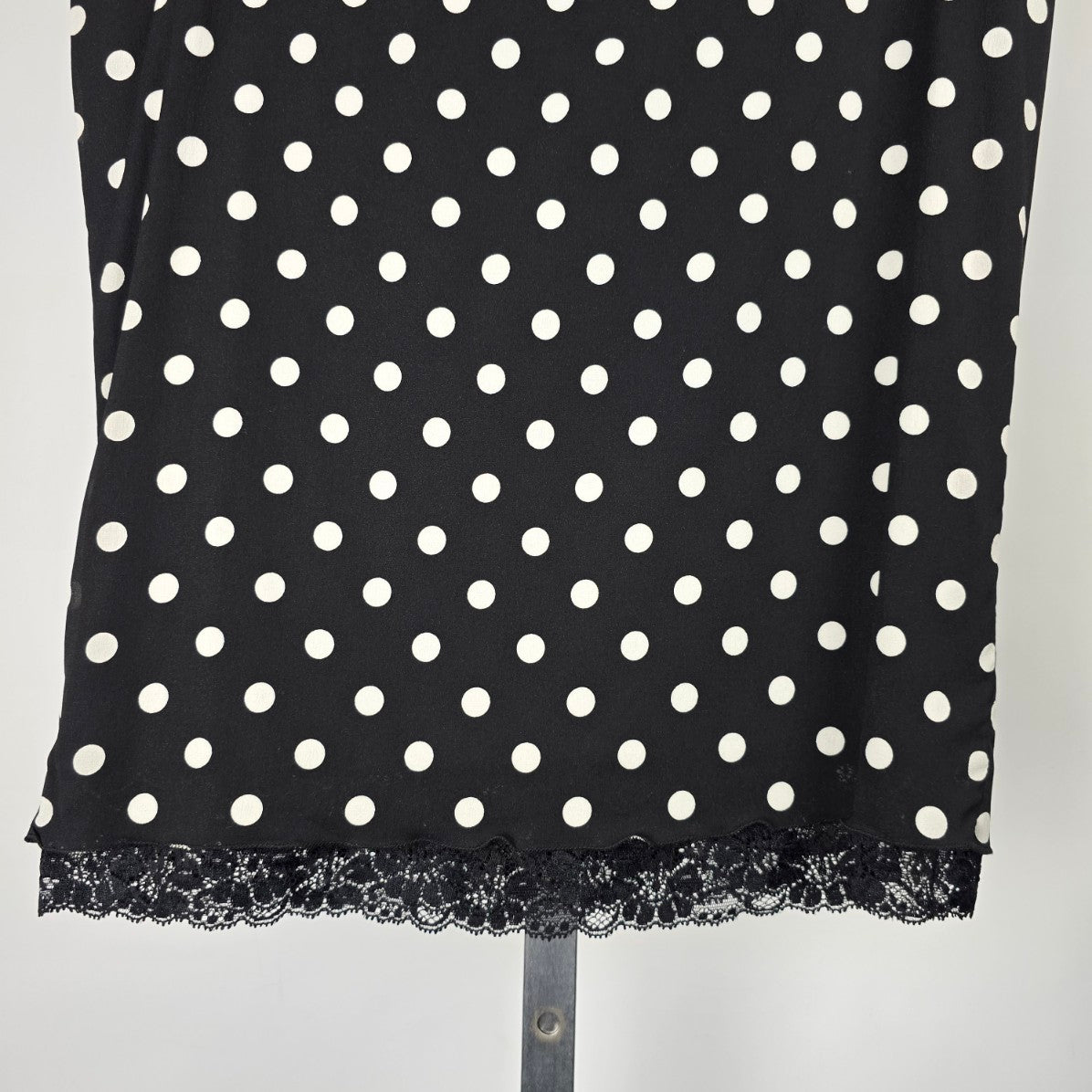 Dolce & Gabbana Skirt Polka Dot Lace Trim Silk Stretch Pencil Skirt Size 12
