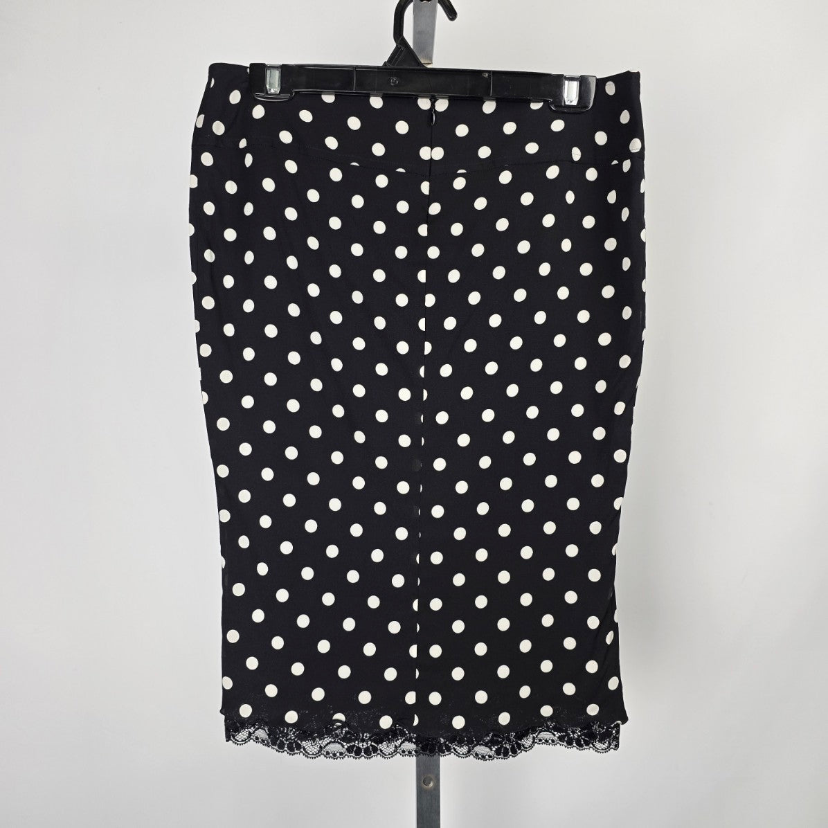 Dolce & Gabbana Skirt Polka Dot Lace Trim Silk Stretch Pencil Skirt Size 12