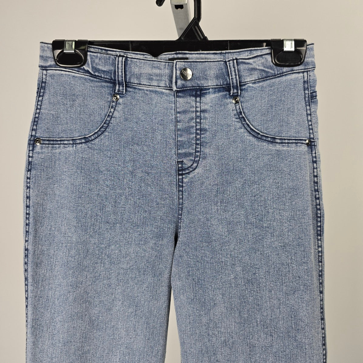 Hue High Rise Denim Flare Legging Raw Hem Jeans Size XS