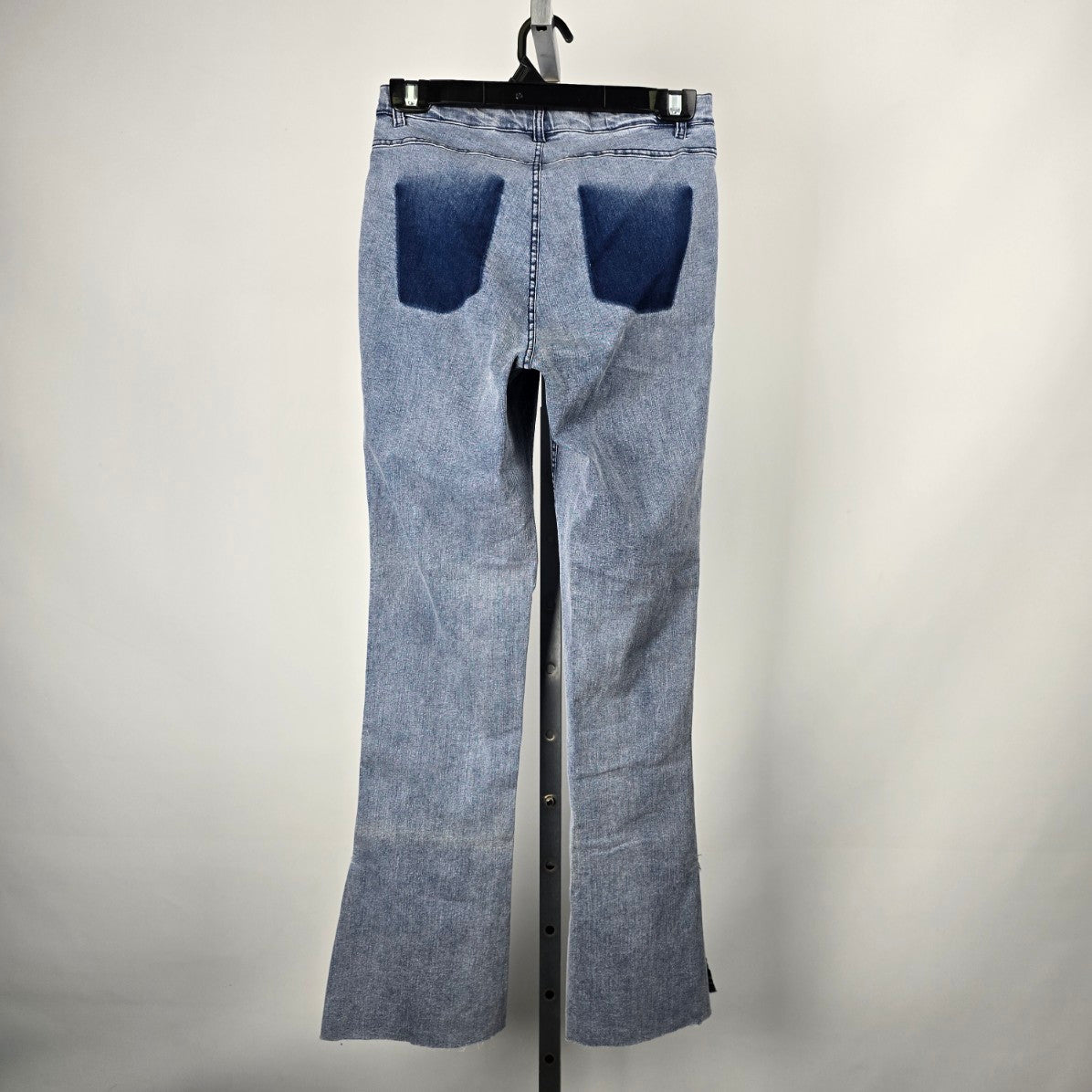 Hue High Rise Denim Flare Legging Raw Hem Jeans Size XS