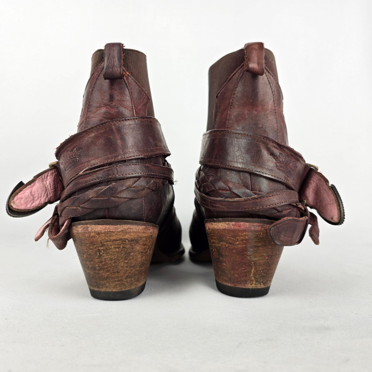 Junk Gypsy HWY 237 Burgundy Leather Distressed Western Booties Size10.5