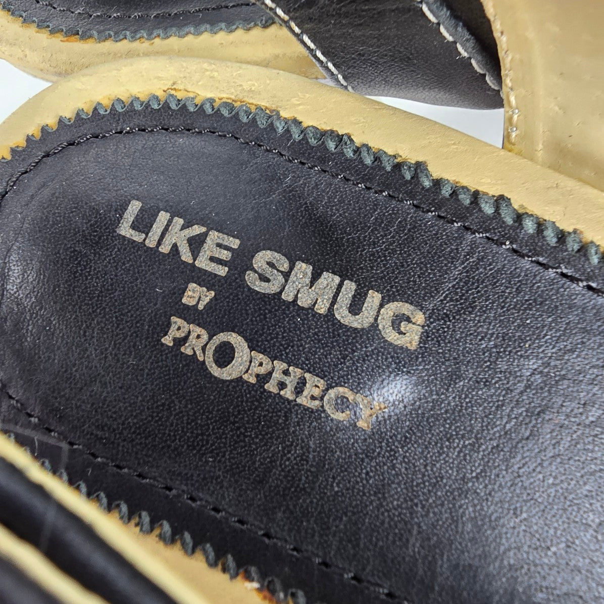 Like Smug by Prophecy Black Leather Sling Back Heels Size 10.5