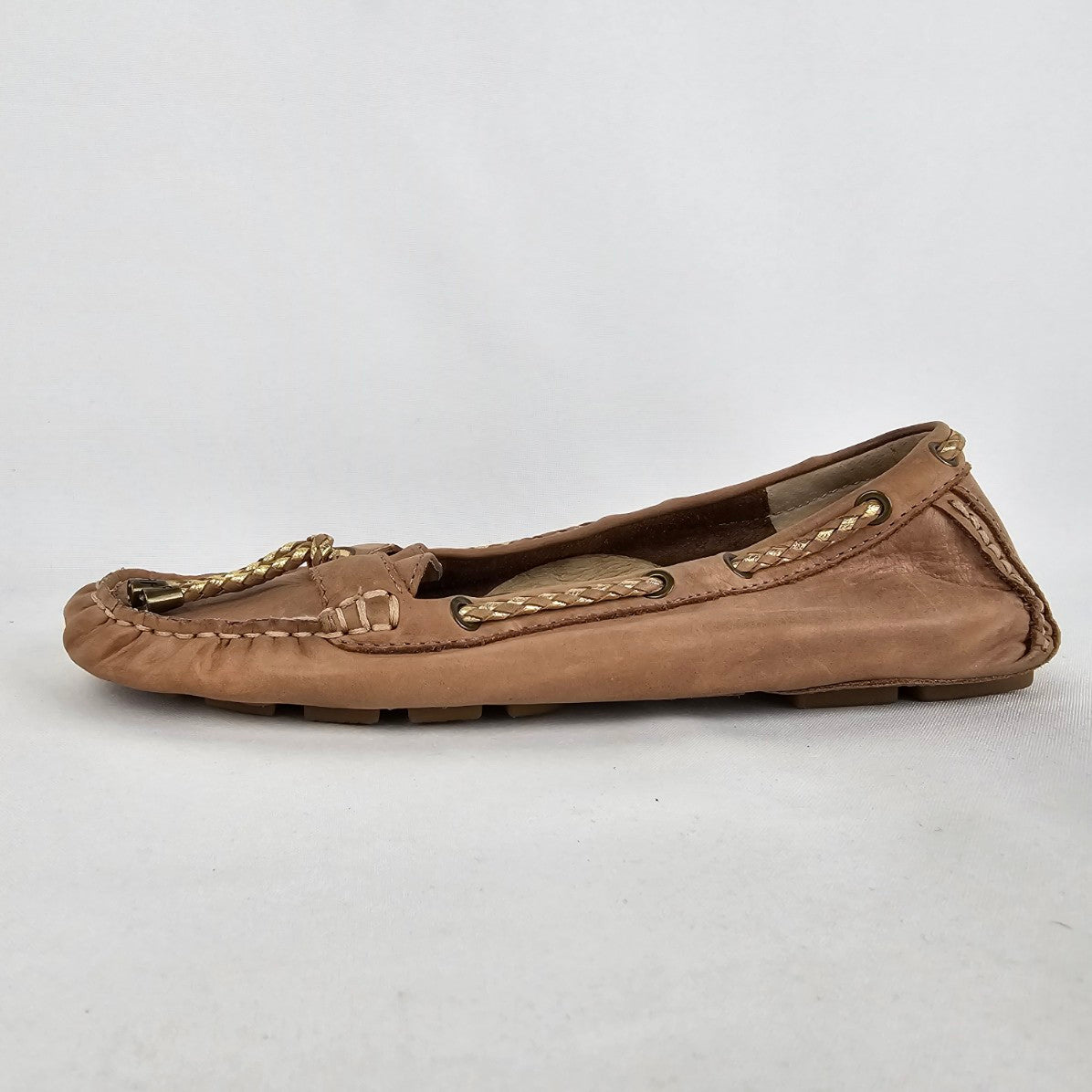 Frye Brown Leather Reagan Braided Lace Up Loafers Size 11