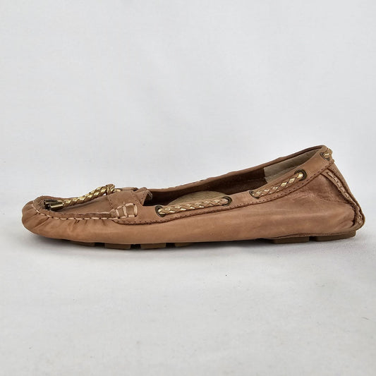 Frye Brown Leather Reagan Braided Lace Up Loafers Size 11